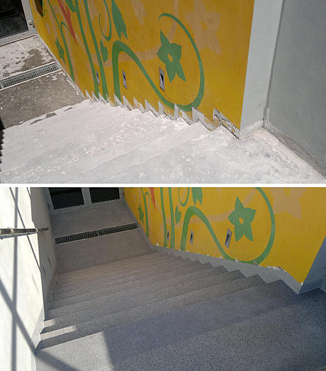 Oprava schodiště s protiskluzným povrchem